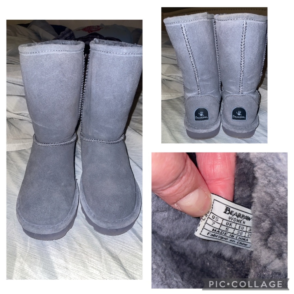 Bearpaw Gray Suede Boots
